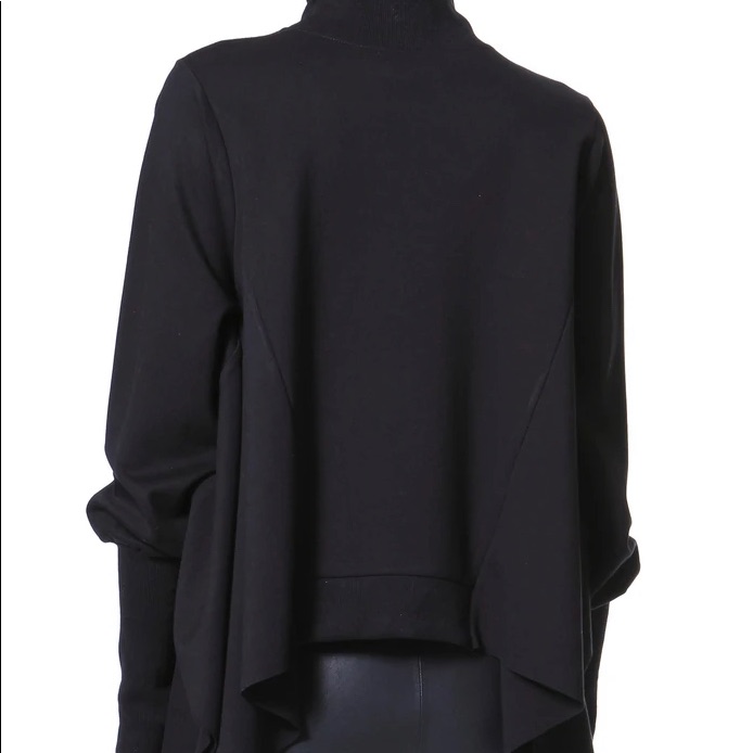 Dnky Cropped Wool Knit Turtleneck Poncho Sweater-Black Osfm Dolman Sleeves Thick